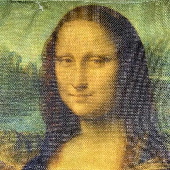 Mona Lisa Artwork Women's Beige Canvas Shoulder Tote Bag - Picture 3 of 5